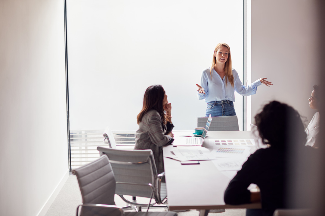 woman pitching idea